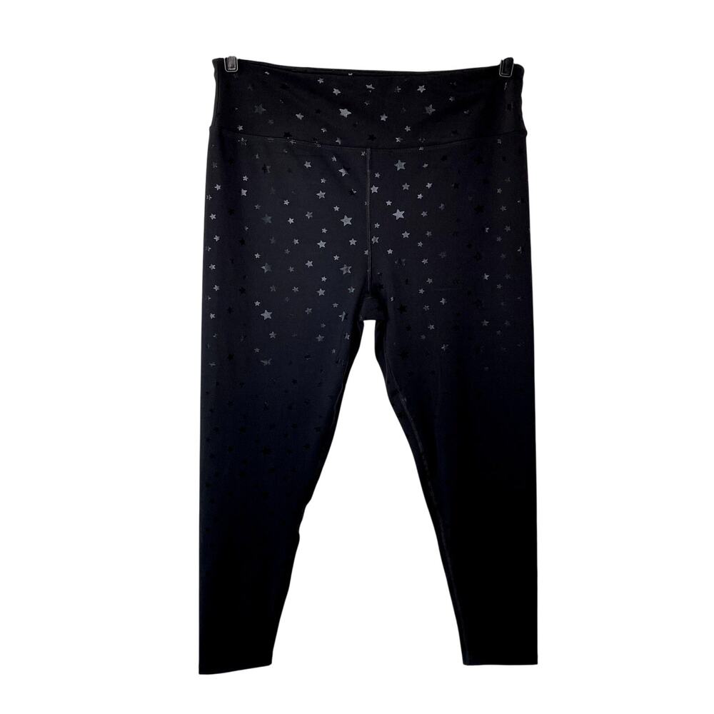 Nanette Lepore Play High Rise Star Foil Print Black Leggings Size 2X